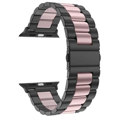 Stalen schakelband - Zwart met roze - Geschikt voor Apple watch 38mm / 40mm / 41mm / 42mm