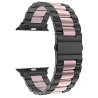 Stalen schakelband - Zwart met roze - Geschikt voor Apple watch 38mm / 40mm / 41mm / 42mm - thumbnail
