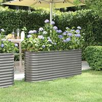 VidaXL Plantenbak 152x40x68 cm gegalvaniseerd staal grijs - thumbnail