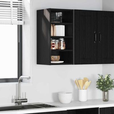 Hangkast Riga Zwart eiken 30 x 29,5 x 60 cm Bewerkt hout Hangkast Riga Zwart eiken 30 x 29,5 x 60 cm Bewerkt hout