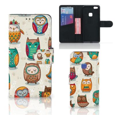 Huawei P10 Lite | Telefoonhoesje | Met pasjeshouder | Vrolijke Uilen