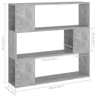 VidaXL Boekenkast/kamerscherm 100x24x94 cm betongrijs VidaXL Boekenkast/kamerscherm 100x24x94 cm betongrijs