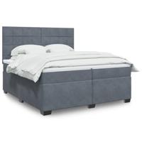 Boxspring met matras fluweel donkergrijs 200x200 cm - thumbnail