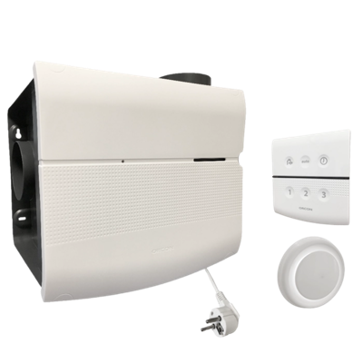 Orcon Mvs-15r Woonhuisventilator - 550 M3/h - Randaarde - Met Rf-afstandsbediening + 4 Luchtventielen