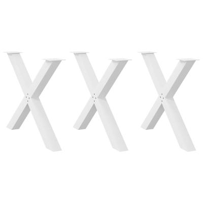 Eettafelpoten 3 st X-vormig 90x(72-73) cm staal wit