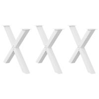 Eettafelpoten 3 st X-vormig 90x(72-73) cm staal wit - thumbnail