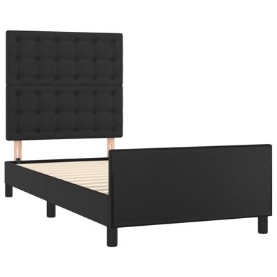 Bedframe met hoofdeinde kunstleer zwart 200x200 cm