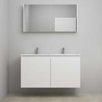 On-Line Badkamermeubelset - 120 cm - Voorgemonteerd - Greeploos 2 Deuren - Acryl Wastafel - 2 Kraangaten - Spiegelkast - Hoogglans Wit - thumbnail