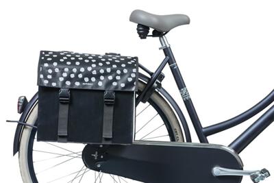 Basil urban load dubbele fietstas - zwart/groen, waterafstotend, 53l - thumbnail