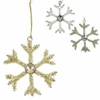 Hanger Sneeuwvlok kralen 8 cm 3 assorti | 24 stuks - thumbnail