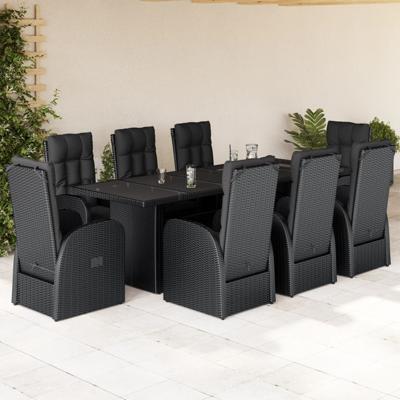 9-delige Tuinset poly rattan zwart - thumbnail