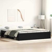Bedframe zonder matras 200x200 cm bewerkt hout zwart eikenkleur - thumbnail