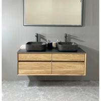 Badmeubel Casajoy Bold Topblad Donkergrijs Onderkast 120 cm 4 Lades Eiken - thumbnail