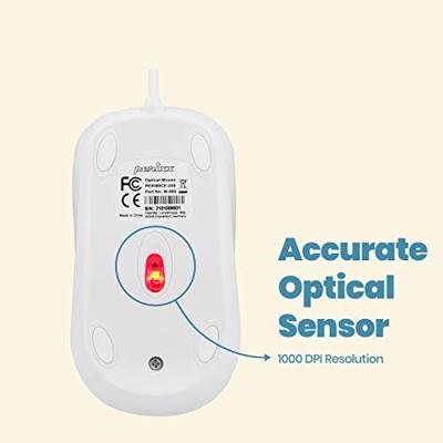 Perixx PERIMICE-209 P W Muis Kabelgebonden Optisch Wit 3 Toetsen 1000 dpi