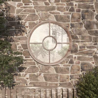 VidaXL Tuinspiegel rond 40x4 cm ijzer zandkleurig VidaXL Tuinspiegel rond 40x4 cm ijzer zandkleurig