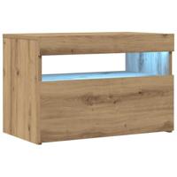 Tv-meubel met LED 60x35x40 cm bewerkt hout artisanaal eiken - thumbnail