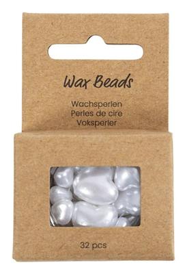 Creativ Company Waskralen, hartjes, d 7-13 mm, gatgrootte 1,3-1,5 mm, ca. 27 stuk, parelmoer, 32 stuk/ 1 doos
