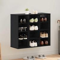 Schoenenkast Zwart Eiken 77,5 x 30 x 67 cm Bewerkt hout - thumbnail