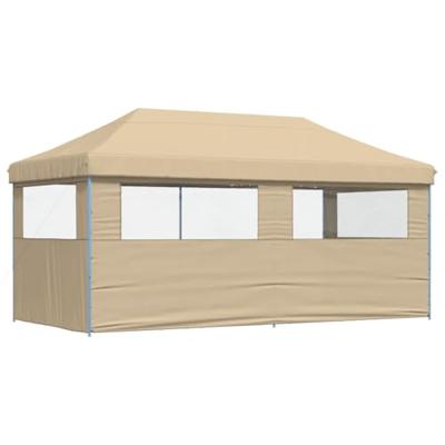 Partytent inklapbaar pop-up met 3 zijwanden beige Partytent inklapbaar pop-up met 3 zijwanden beige
