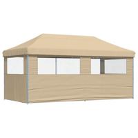 Partytent inklapbaar pop-up met 3 zijwanden beige - thumbnail