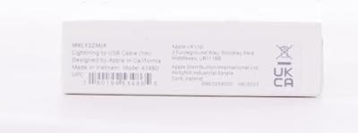 Kabel USB naar Lightning Apple MXLY2ZM/A Wit Zwart 1 m - thumbnail