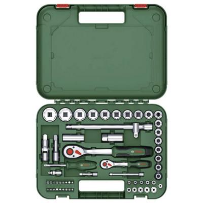 Bosch Groen 1/4" + 1/2" Ratchet set 56-piece (1/4" ratel, 1/2" ratel, 29x dop, 7x verlengstuk of adapters, 18x bit) - 1600A02Z9G - thumbnail