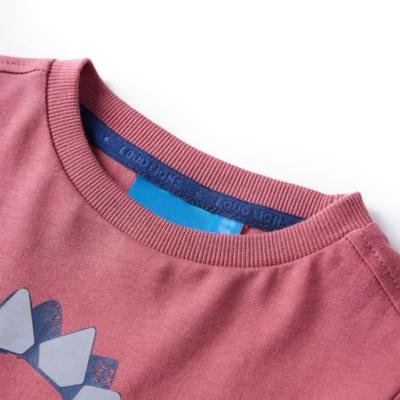 Kindershirt met lange mouwen dinosaurusprint 92 donkerrood