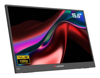 Verbatim Draagbare monitor, 15,6 inch Full HD draagbare monitor van kunststof, voor laptop, tablet, smartphone, PS5 of Nintendo Switch met USB-A, USB-C en HDMI-aansluiting, zwart