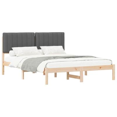 Bedframe met Gevoerd Hoofdgedeelte Donkergrijs 160 x 200 cm Bedframe met Gevoerd Hoofdgedeelte Donkergrijs 160 x 200 cm