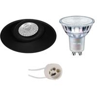 LED Spot Set - Pragmi Nivas Pro - GU10 Fitting - Inbouw Rond - Mat Zwart - Trimless - Kantelbaar - Ø150mm - Philips - MASTER 927 36D VLE - 4.9W - Warm Wit 2200K-2700K - DimTone Dimbaar - thumbnail