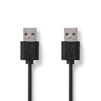 Nedis CCGL60001BK20 Usb-kabel Usb 2.0 Usb-a Male Usb-a Male 480 Mbps Vernikkeld 2.00 M Rond Pvc Zwart Label - thumbnail