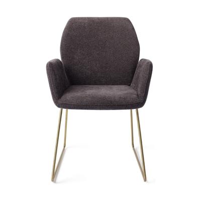 Jesper Home Misaki eetkamerstoel Almost Black slide gold