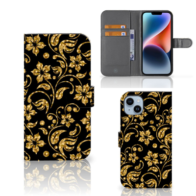 iPhone 15 Plus Hoesje Gouden Bloemen iPhone 15 Plus Hoesje Gouden Bloemen