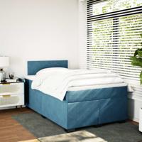 Boxspring met matras fluweel blauw 120x190 cm - thumbnail
