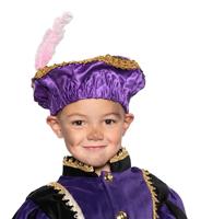 Pietbaret satijn paars met veer - thumbnail