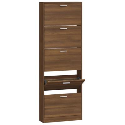 VidaXL Schoenenkast 59x17x169 cm bewerkt hout bruin eikenkleur