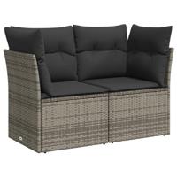 10-delige Loungeset met kussens poly rattan grijs - thumbnail
