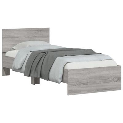 Bedframe met hoofdbord en LED grijs sonoma eikenkleur 75x190 cm