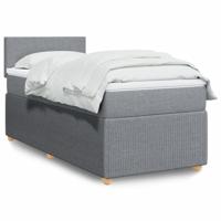 Boxspring met matras stof lichtgrijs 140x190 cm - thumbnail