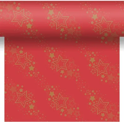 Duni dunicel 3-in-1 tafelloper holiday star 40x480cm rood