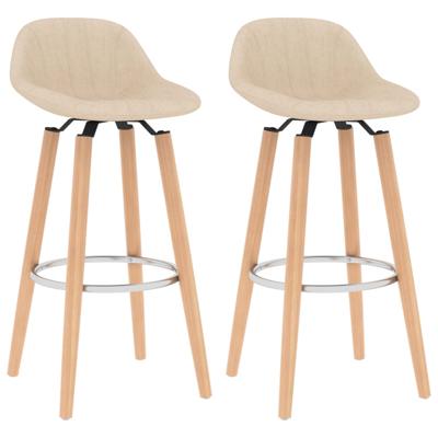 vidaXL Barkrukken 2 st stof crèmekleurig