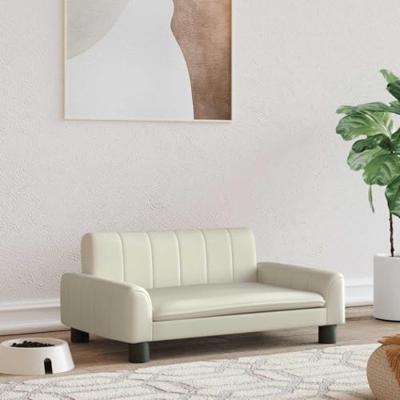 VidaXL Hondenmand 70x45x30 cm kunstleer crèmekleurig VidaXL Hondenmand 70x45x30 cm kunstleer crèmekleurig