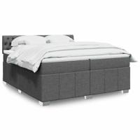 Boxspring met matras stof donkergrijs 200x200 cm - thumbnail