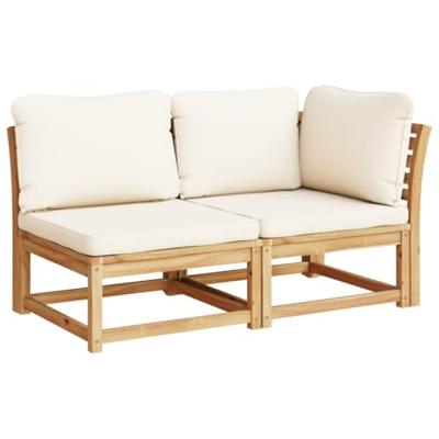 2-delige Loungeset met kussens massief acaciahout - thumbnail
