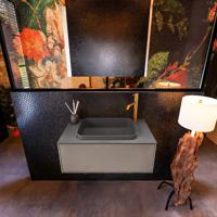 Badkamermeubelset Mondiaz Erin 80 cm met 1 Lade met RIDGE Wastafel Midden Dark grey met 1 kraangat Greeploos Mat Smoke - thumbnail