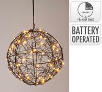 Verlichte bal met led zwart 15 cm - thumbnail