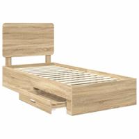 Bedframe met hoofdeinde Sonoma Eiken 75 x 190 cm Bewerkt hout - thumbnail