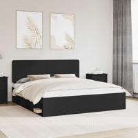 Bedframe met hoofdeinde Zwart 180 x 200 cm Massief grenenhout - thumbnail