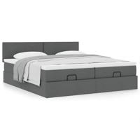 Ottoman bed met matrassen 200x200cm stof donkergrijs - thumbnail