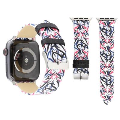 Doornen afdrukken lederen horlogebandje voor Apple Watch serie 3 & 2 & 1 38mm (Rose rood)